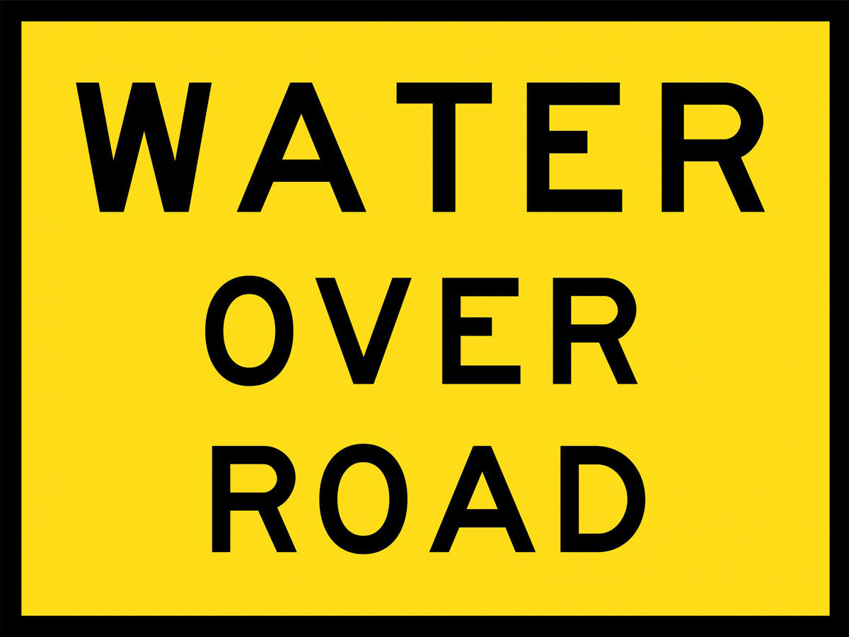 Water Over Road Boxed Edge Sign