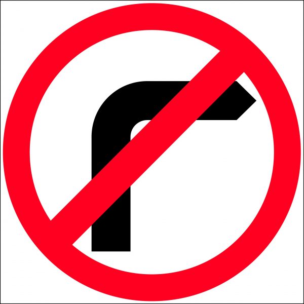 No Left/Right Turn Multi Message Sign- Corflute/Aluminium Options