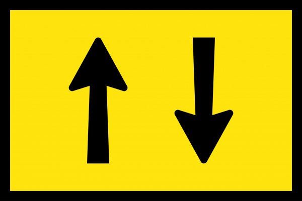 Two Way Traffic Boxed Edge Sign