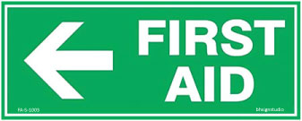 First Aid Arrow Left Sticker Sign