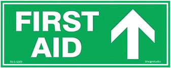 First Aid Arrow Up Sticker Sign
