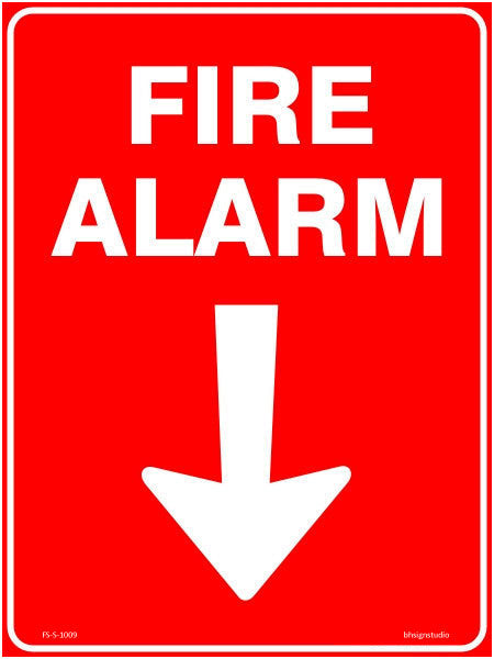 Fire Alarm Arrow Down Fire Safety Sign