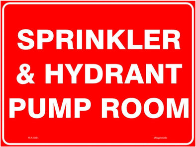 Sprinkler & Hydrant Pump Room Fire Safety Sign