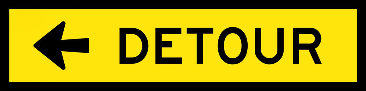 Detour (Left/Right Arrow) Boxed Edge Sign