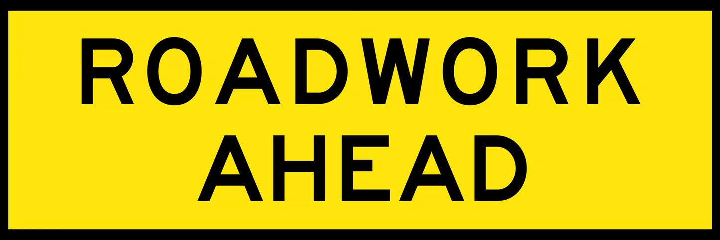 Roadwork Ahead Boxed Edge Sign