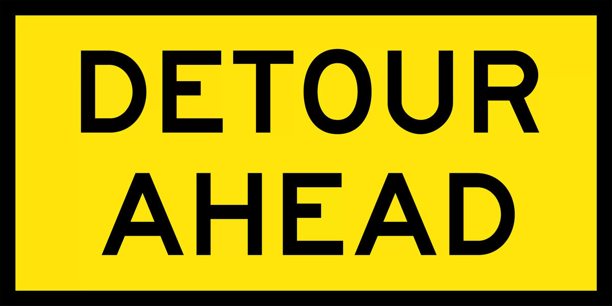 Detour Ahead Boxed Edge Sign