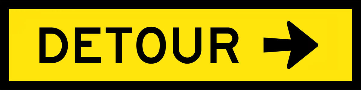 Detour (Left/Right Arrow) Boxed Edge Sign