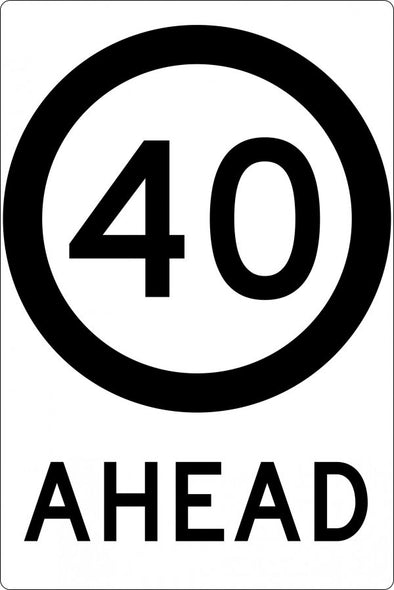 40km/h Ahead Speed Limit Roundel Sign - Corflute/Aluminium Options