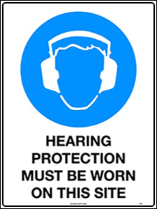 Hearing Protection Must be worn on this site Mandatory Sign