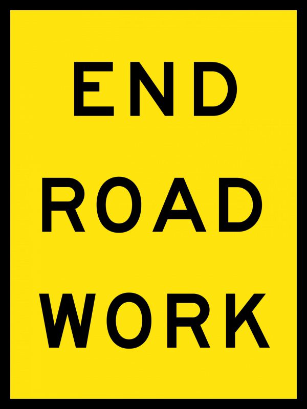 End Road Work Boxed Edge Sign