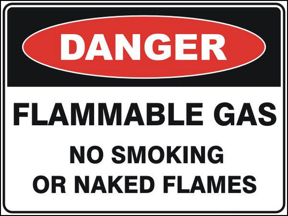 Flammable Gas - No Smoking Or Naked Flames Danger Sign