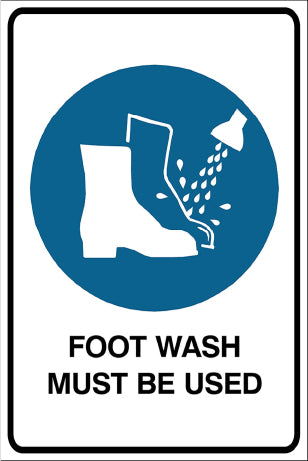 Foot Wash Must Be Used Mandatory & Safety Sign