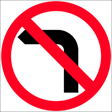 No Left/Right Turn Multi Message Sign- Corflute/Aluminium Options