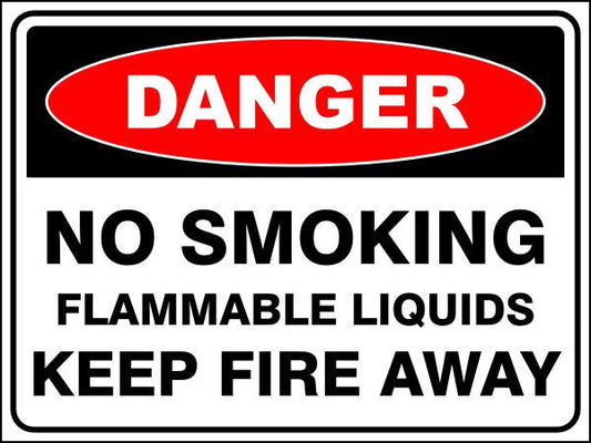 No Smoking - Flammable Liquids - Keep Fire Away Danger Sign