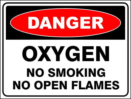 Oxygen - No Smoking - No Open Flames Danger Sign