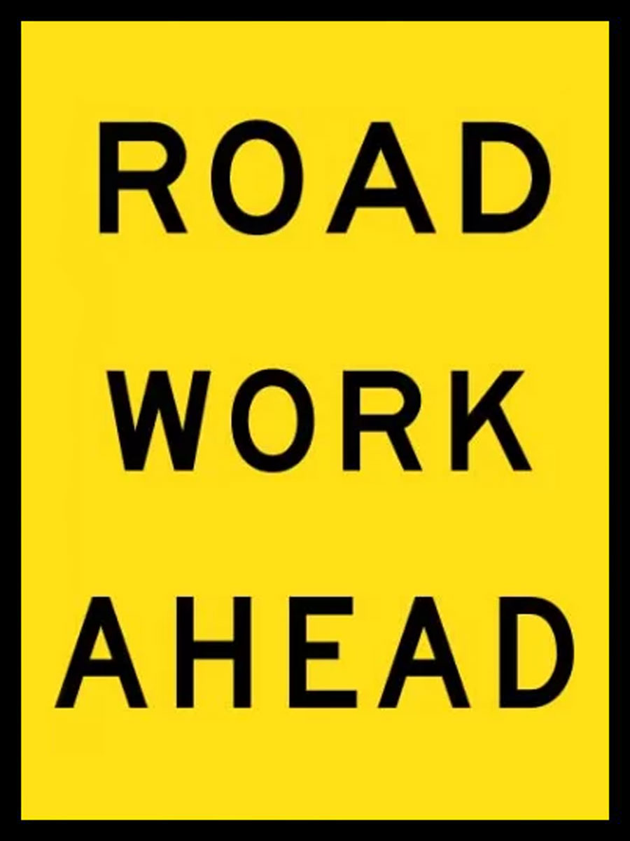 Road Work Ahead Boxed Edge Sign