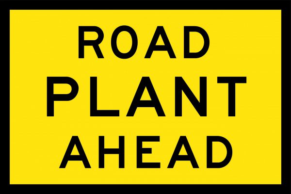 Road Plant Ahead Boxed Edge Sign