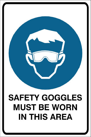 Safety Goggles Must Be Worn In This Area Mandatory & Safety Sign