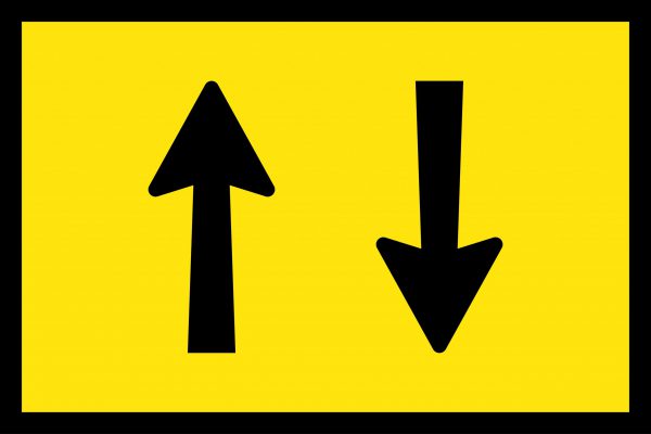 Two Way Traffic Boxed Edge Sign