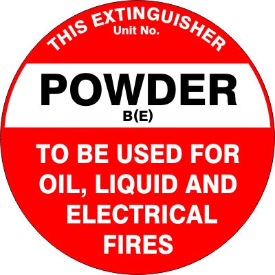 Fire Extinguisher Marker – Powder B(E) Fire Safety Sign
